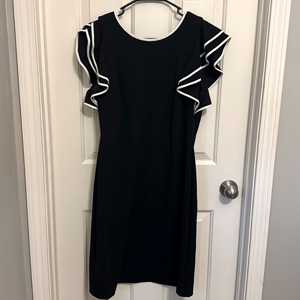 Navy Tommy Hilfiger Dress with ruffle sleeve detail